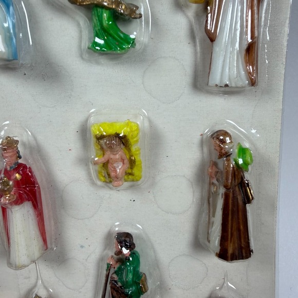 Panorama Ornaments Nativity Figures Jesus Mary Joseph Mini Figures Hong Kong VTG - Picture 4 of 8